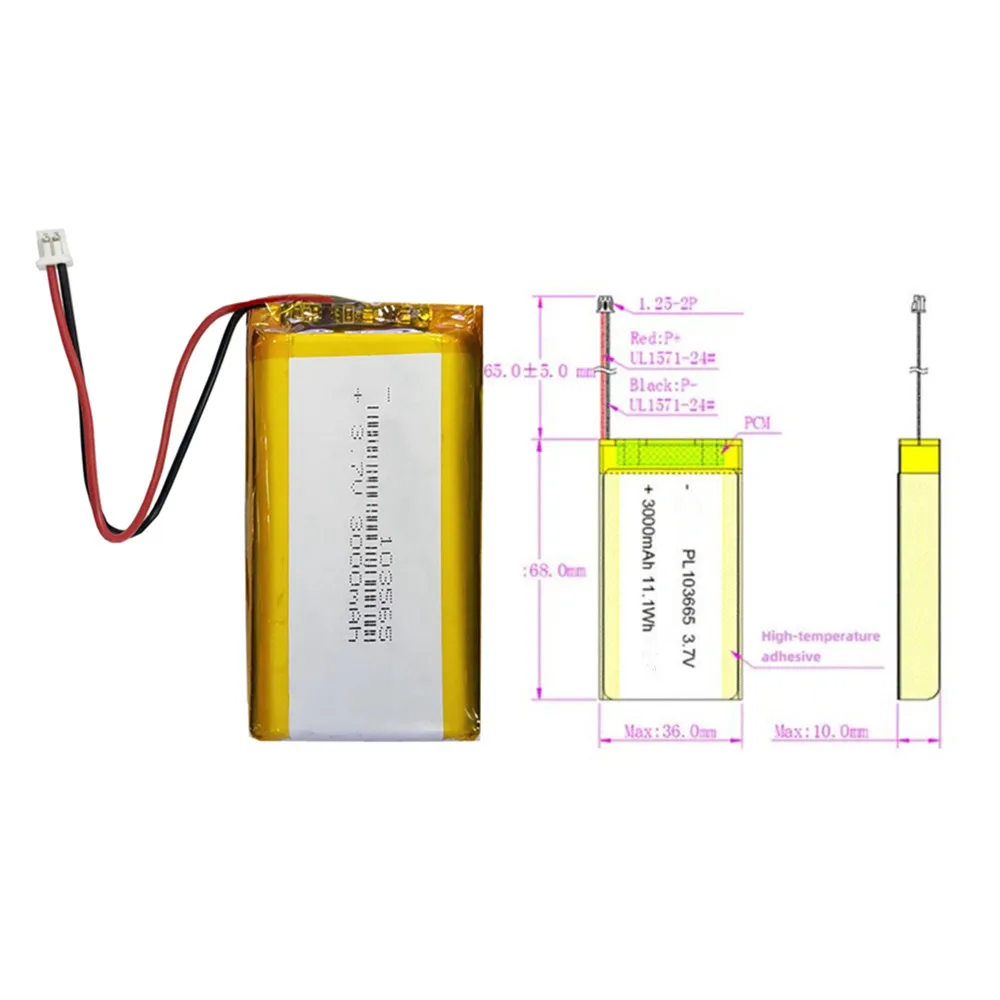 PL802540 PL103665 3.7V بطارية ليثيوم ليبو بطاريات ليثيوم بوليمر ل Heltec T114 V2 LoRa 32 V3 Dev-board LoRa Node 1000/3000Mah #4