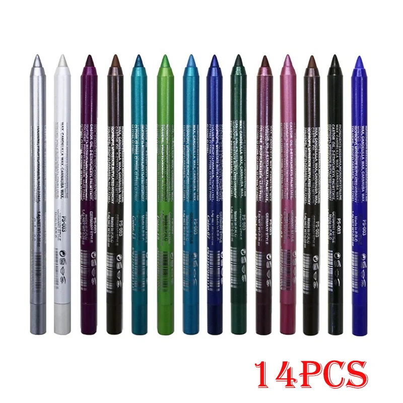 14 Colors Long-lasting Eye Liner Pencil Waterproof Pigment Blue Brown Black Eyeiner Pen Women Fashion Color Eye Makeup Cosmetic