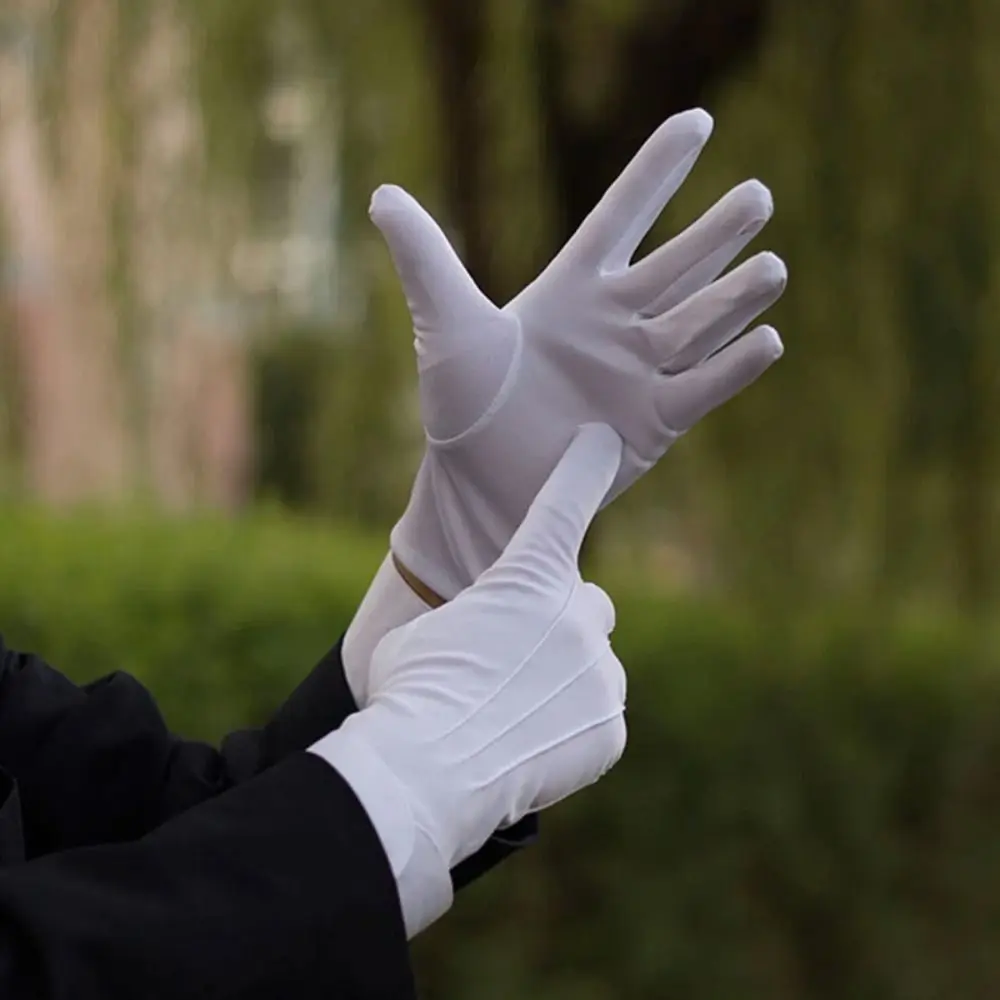 Soft White Cotton Gloves Hand Moisturising Etiquette Driving Gloves Uniform Police Waiters Jewelry Inspection