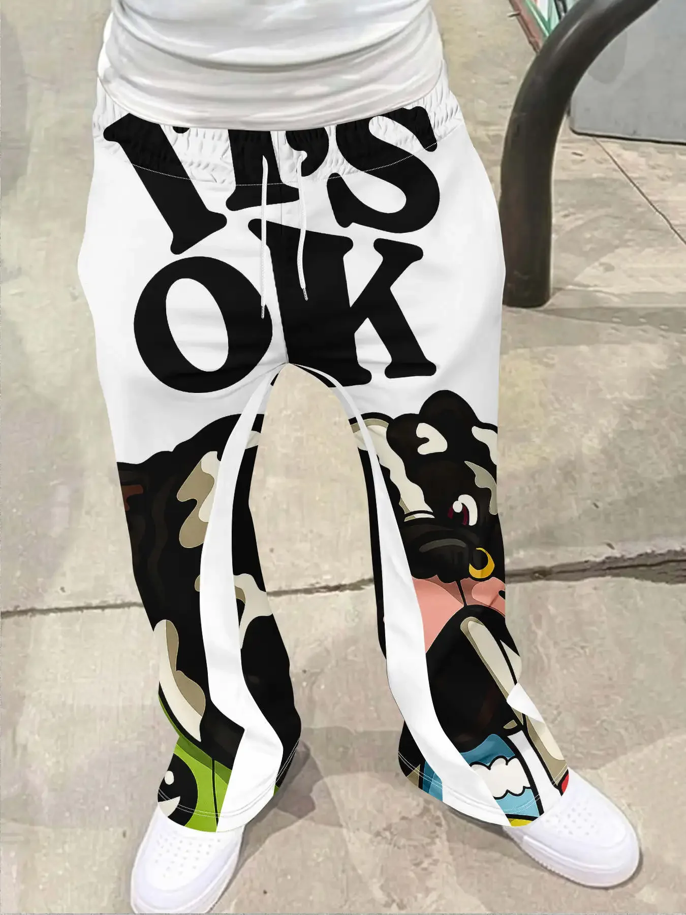 

Streetwear Hip Hop Vintage Pants Y2k Flared Pants Men Loose 3D Print Trousers Casual Sweatpants Mid Waist Sporty Female Clothes