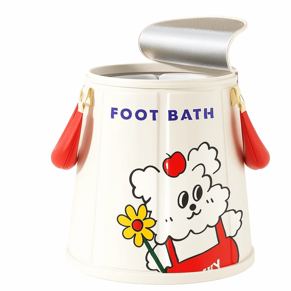 

Thickened Collapsible Foot Bath Heat Preservation Over Calf Foot Soaking Bucket with Handles Cartoon Portable Foot Bath