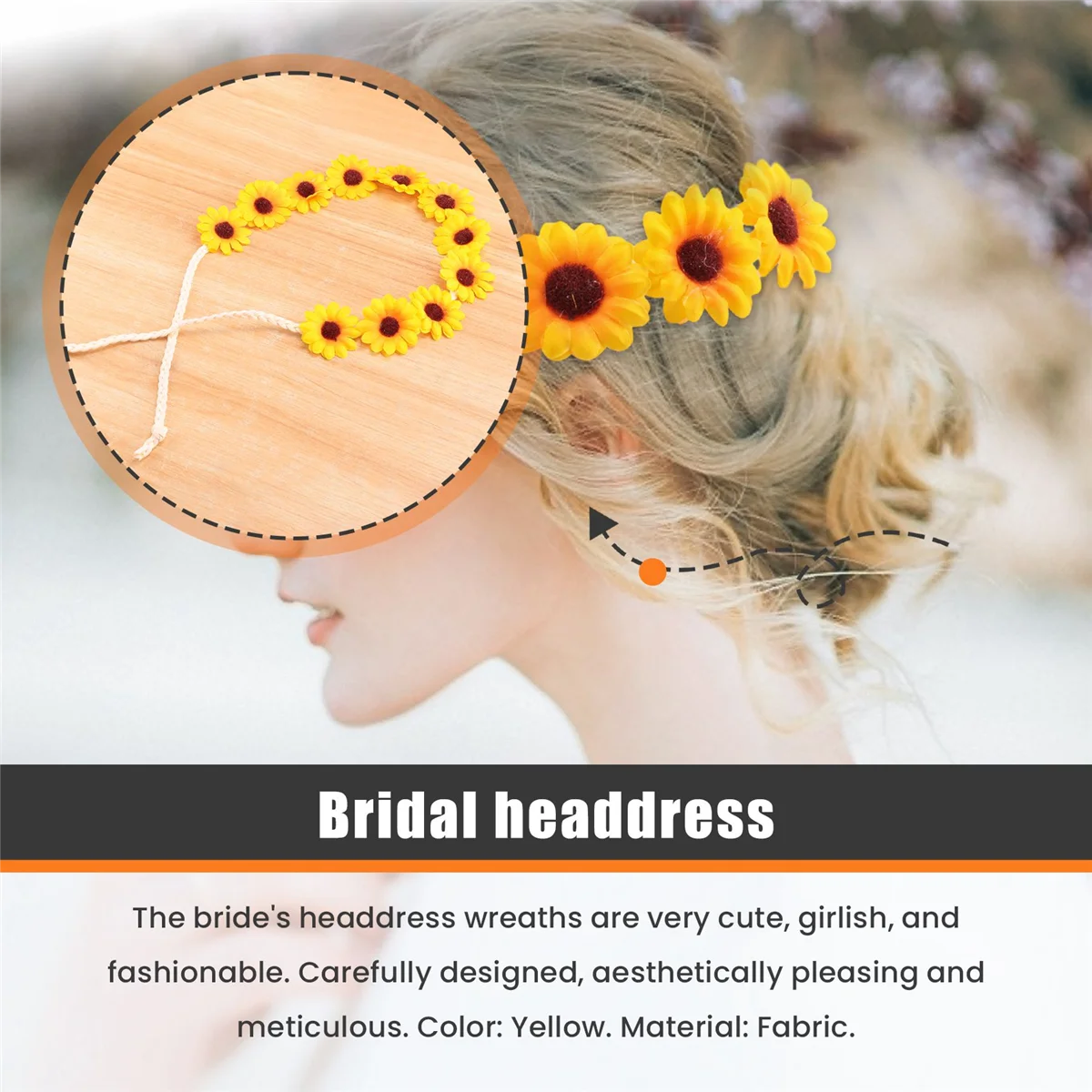 Floral Autumn Sunflower Crown Hair Accessories Bridal Tiara Holiday Hair with Sunflower Hair AccessoriesJAS