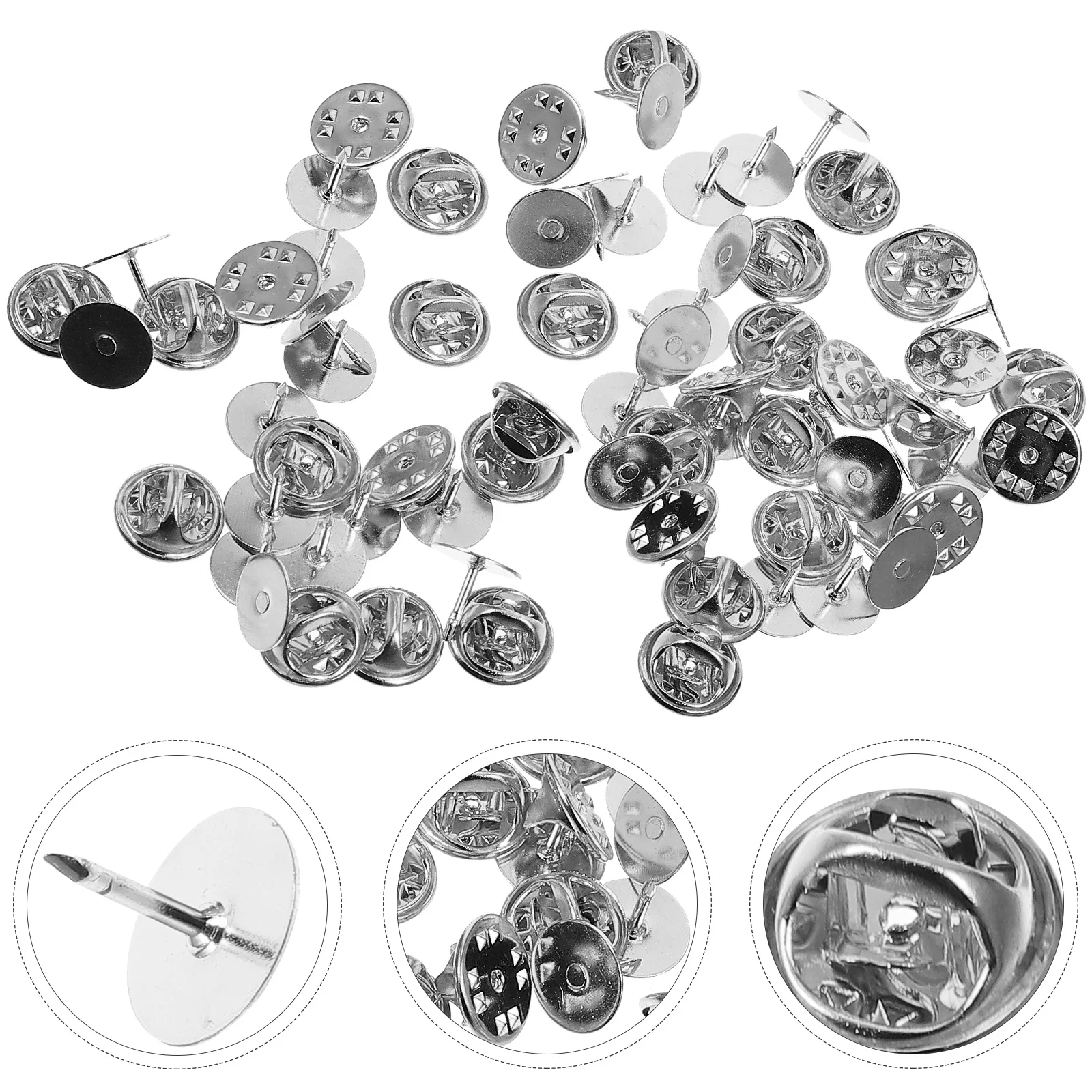 

50Sets Pin Back Locking Clutch Lapel Pin Back Replacement for Tie Tack Brooch Badge DIY Craft Making Pins Accessories
