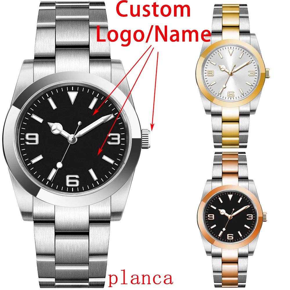 Customizable logo 36/39mm sapphire crystal stainless steel watch paired nh35 automatic movement