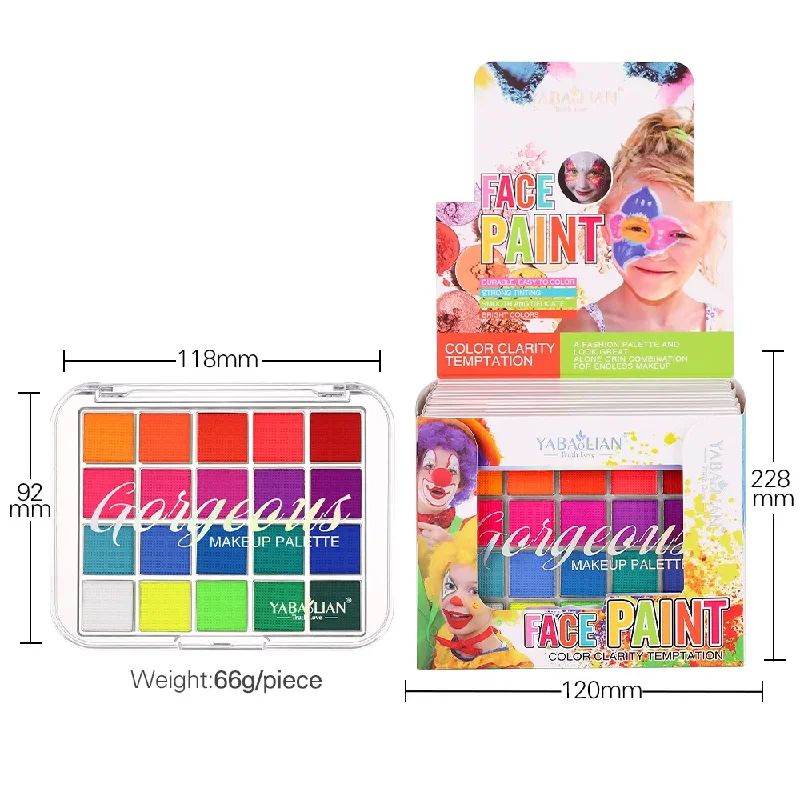 Pintura facial y corporal, aceite de pintura al agua segura no tóxica con pincel, herramientas para fiesta de maquillaje de Navidad y Halloween, 20/12 colores