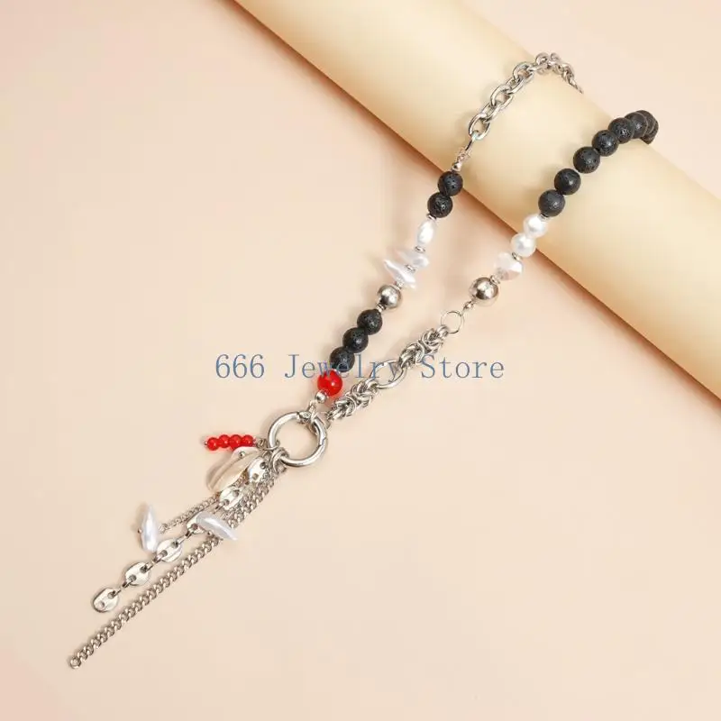 F2TD Versatile Multi Texture Chain Necklace Stylish Layering Accessory For Everyday Wear