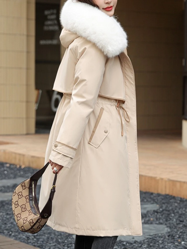 الشتاء سترات المرأة موضة جديدة الكورية فضفاضة مقنعين سميكة الدافئة عادية القطن معطف مبطّن معطف الإناث ملابس علوية سيدة عادية #4