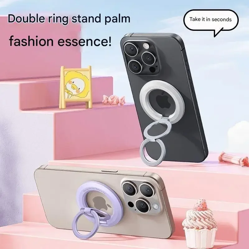 QM actualiza el soporte magnético para teléfono de doble anillo con rotación multiángulo y modo de suspensión de soporte de pantalla horizontal y vertical.