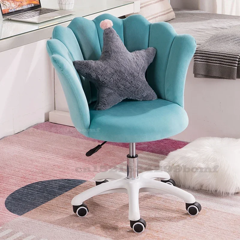 Nordic Computer Pink Chair, Girl Dressing Stool,Living Room Wheeled Armchair, Rotatable Liftable Sofa Armrest Seat Vanity Chair