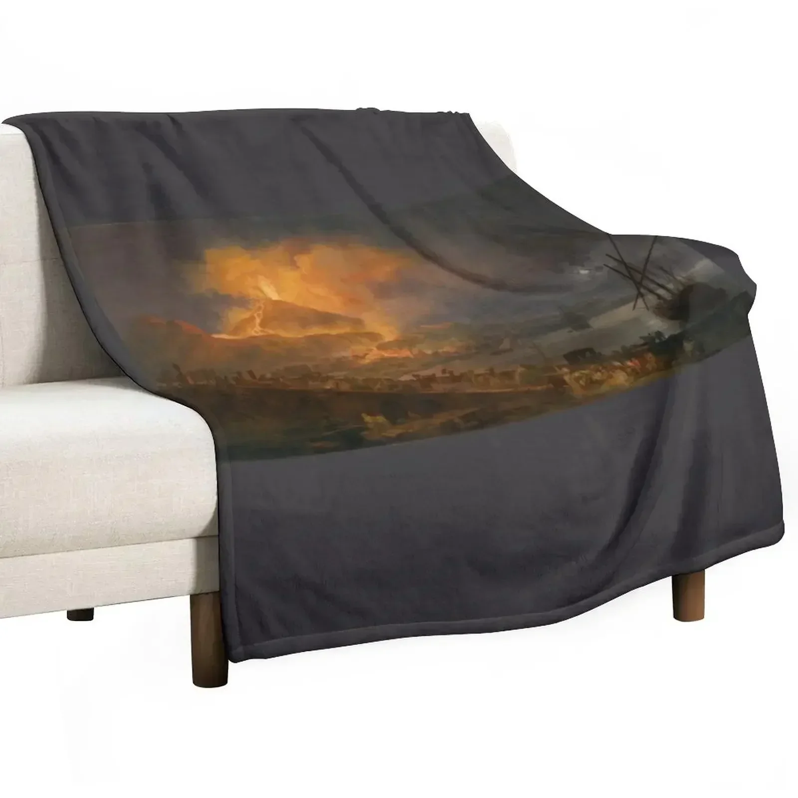 Pierre-Jacques Volaire - The Eruption of Mt. Vesuvius Throw Blanket Luxury Brand Plush Blankets