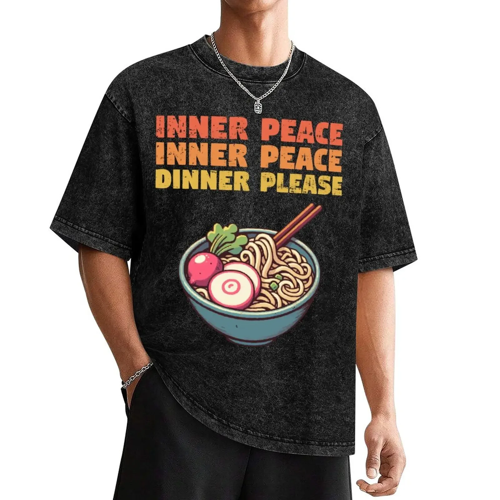 

Inner Peace Dinner Please Funny Noodle T-Shirt baggy shirts kawaii clothes hippie clothes mens champion t shirts