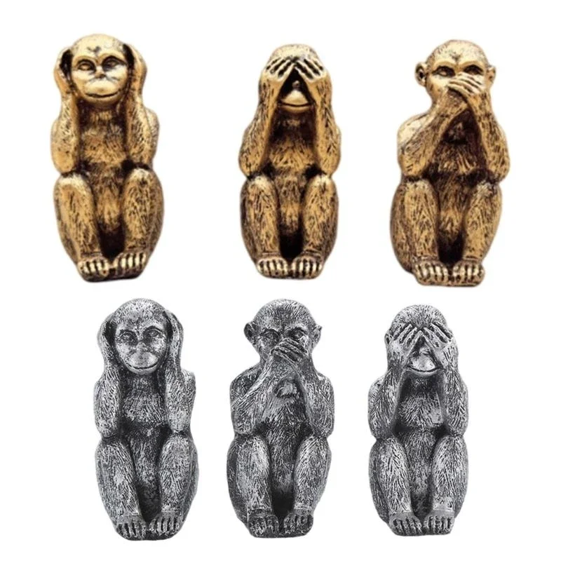 Elegant Three Wise Monkeys Figurines Decorations See no Hear no Speak no Evil view 3