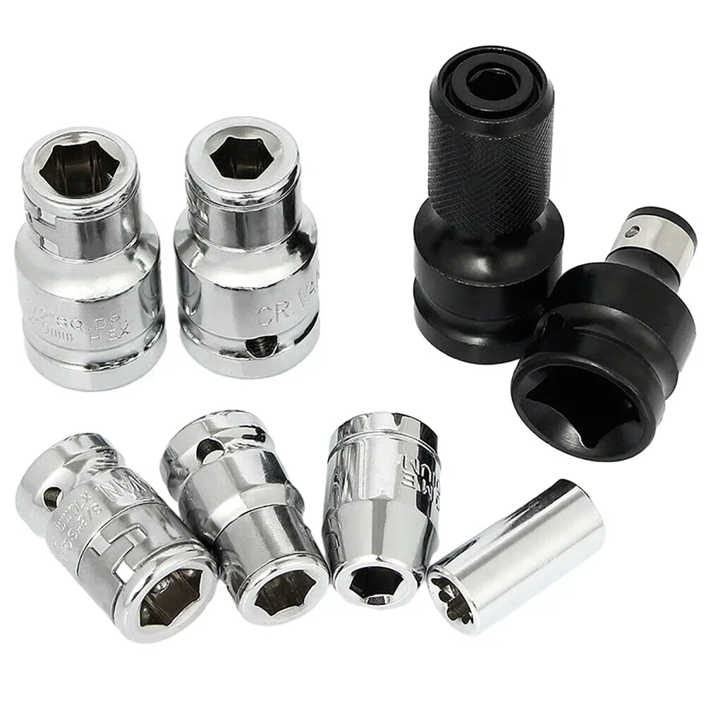 Socket Adapter 1/2 To 1/4 1/4 3/8 Square Nut Quick-Wrench Ratchet Adapter Converter With Hexagon Socke Woodworking Supply