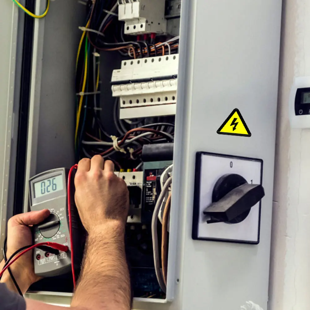 

10Pcs High Voltage Warning Stickers Yellow Safety Labels Heat Resistant Non-Adhesive Triangle Signs for Electrical Panels