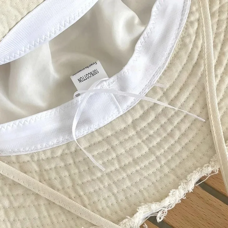 قبعات صياد الموضة طوي بوب قبعة بحافة مع حافة كبيرة واقية من الشمس مع ضبط الذقن حبل قبعات الشاطئ الصيد Gorras قبعة النساء