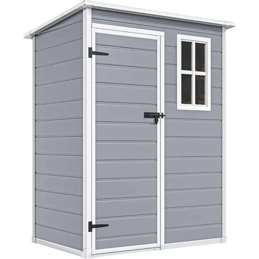 

Gray 5x3ft Outdoor Resin Storage Shed with Floor, Waterproof and Lockable, Ideal for Tools, Garden, Backyard, Patio