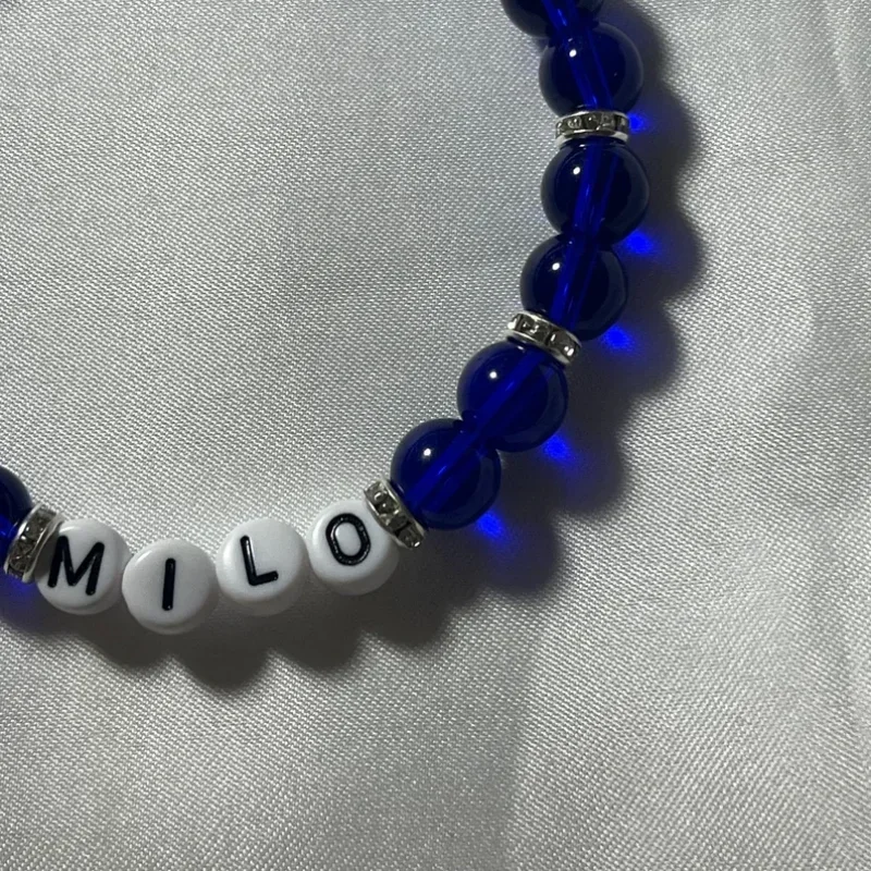 Handmade Red and Blue Beaded Bracelet | Y2K Celebrity Charm Jewelry | Alphabet Personalized Bracelet