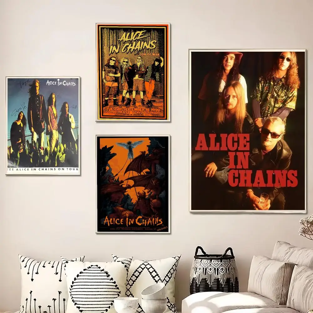 Band A-Alice in Chains Painting Calligraphy Canvas Poster Wall Art for Living Room Bedroom Cafe Decor Gift