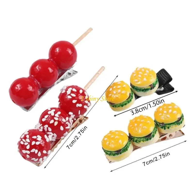 N58F 시뮬레이션 Candied Haws/Burger Hair Clip 재미있는 사이드 클립 어린이를위한 사랑스러운 헤어 핀