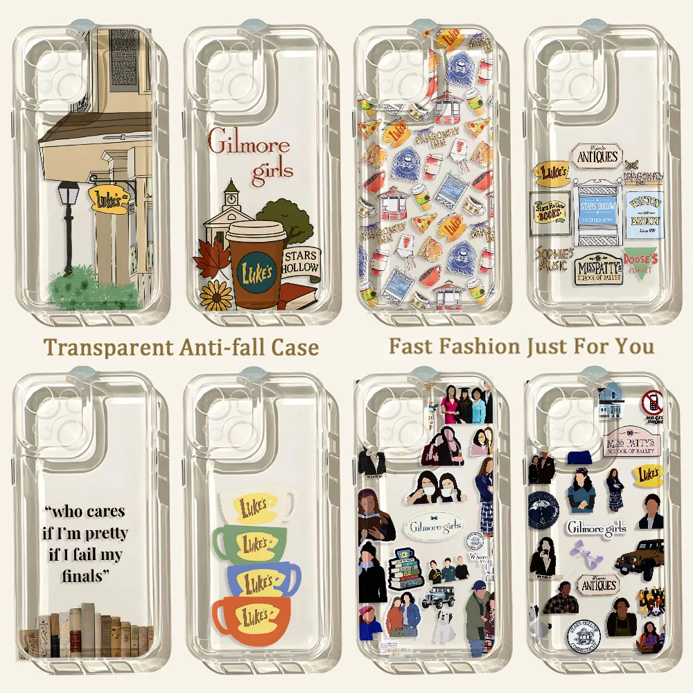 Coque de téléphone transparente pour iPhone 17e 17 16 16e 15 14 13 12 11 Mini Pro Max Air Plus, motif série TV populaire Gilmore Girls