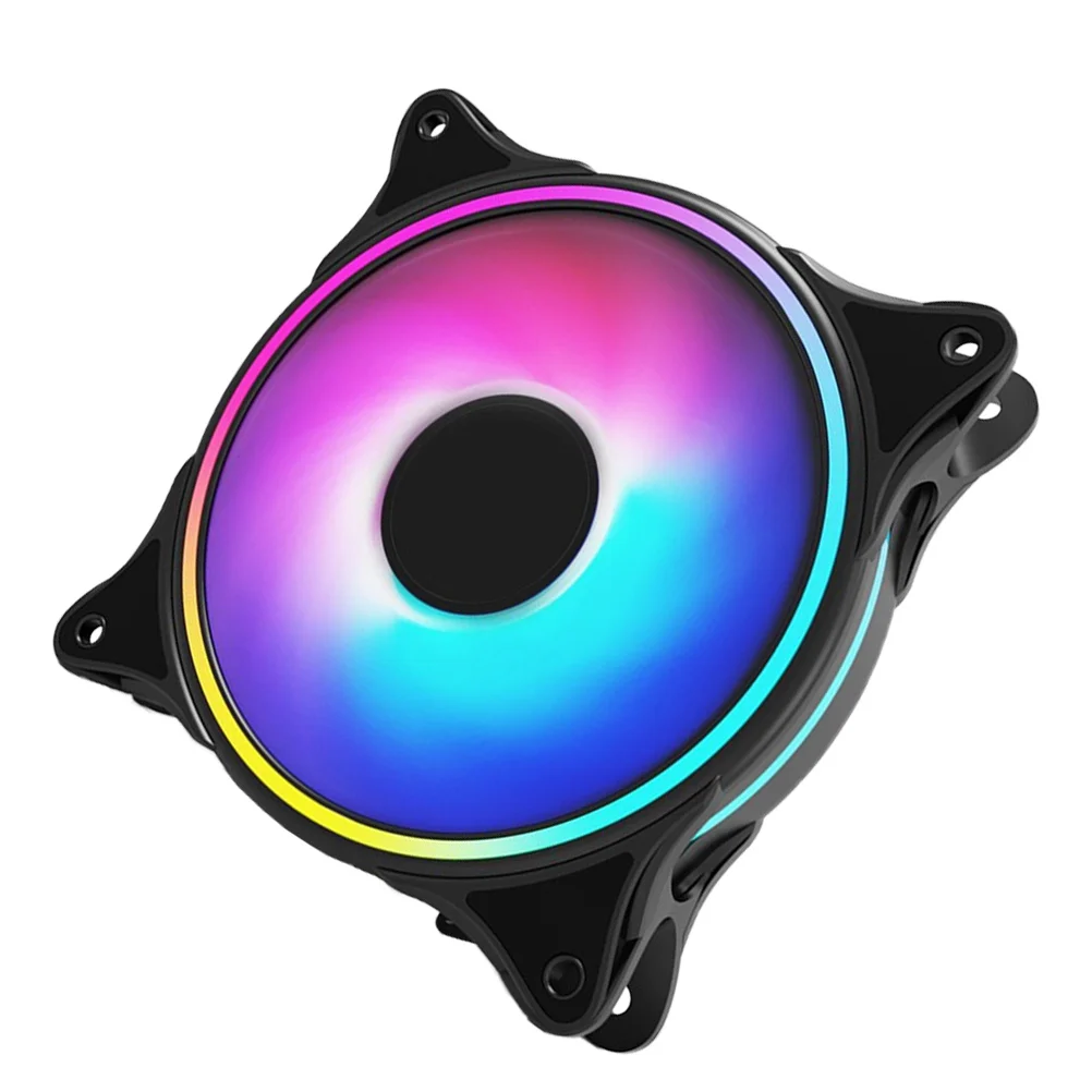 

Argb Fan 12Cm Cooling Fan For Computer Case High Airflow Fluid Bearing Silent Radiator 7-Blade Scimitar Design Chassis Air