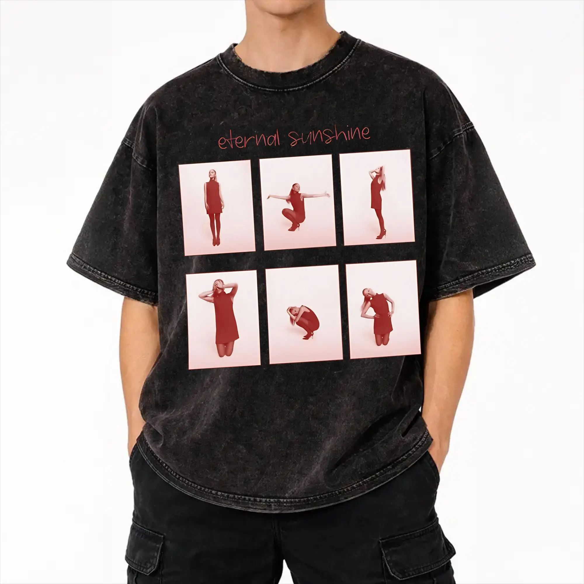 Printed The Eternal Sunshine Tour arianas grandes Washed T Shirt Outfit Oversize T-Shirt  Men Women Tees