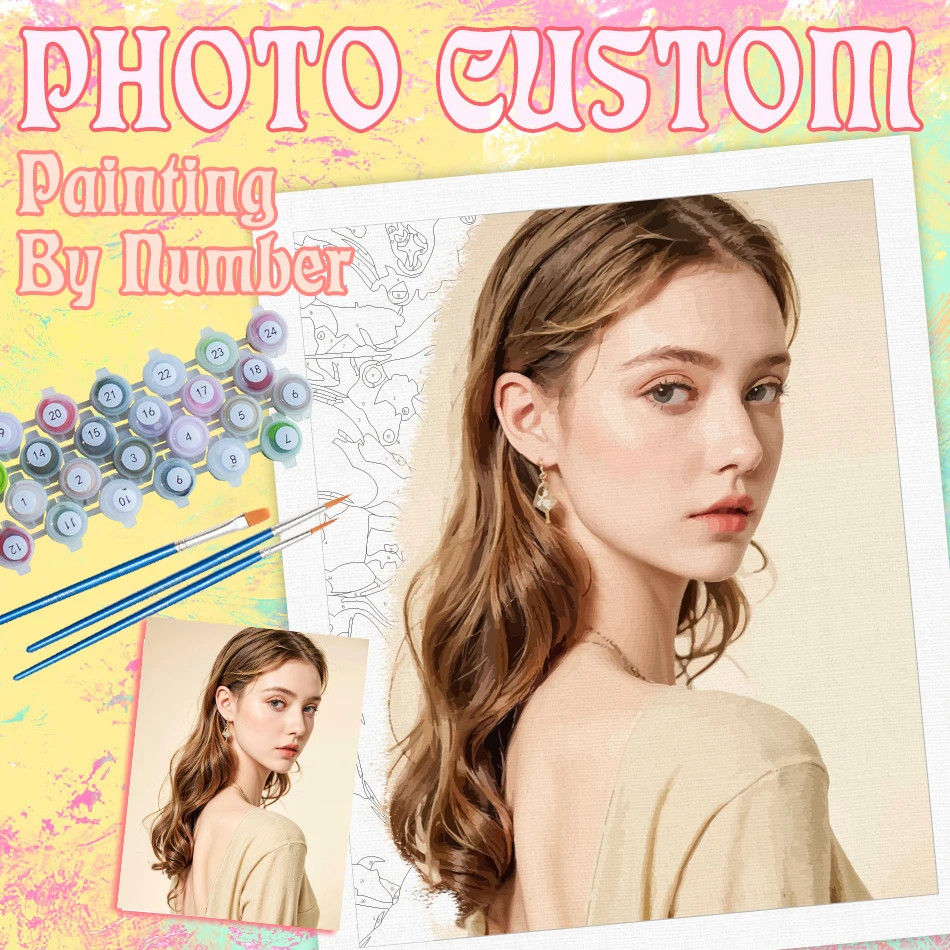 

CHENISTORY Custom Photo Painting By Numbers Kits Couples Hand Painted Diy wedding Anniversary Gift Home Wall Decoration