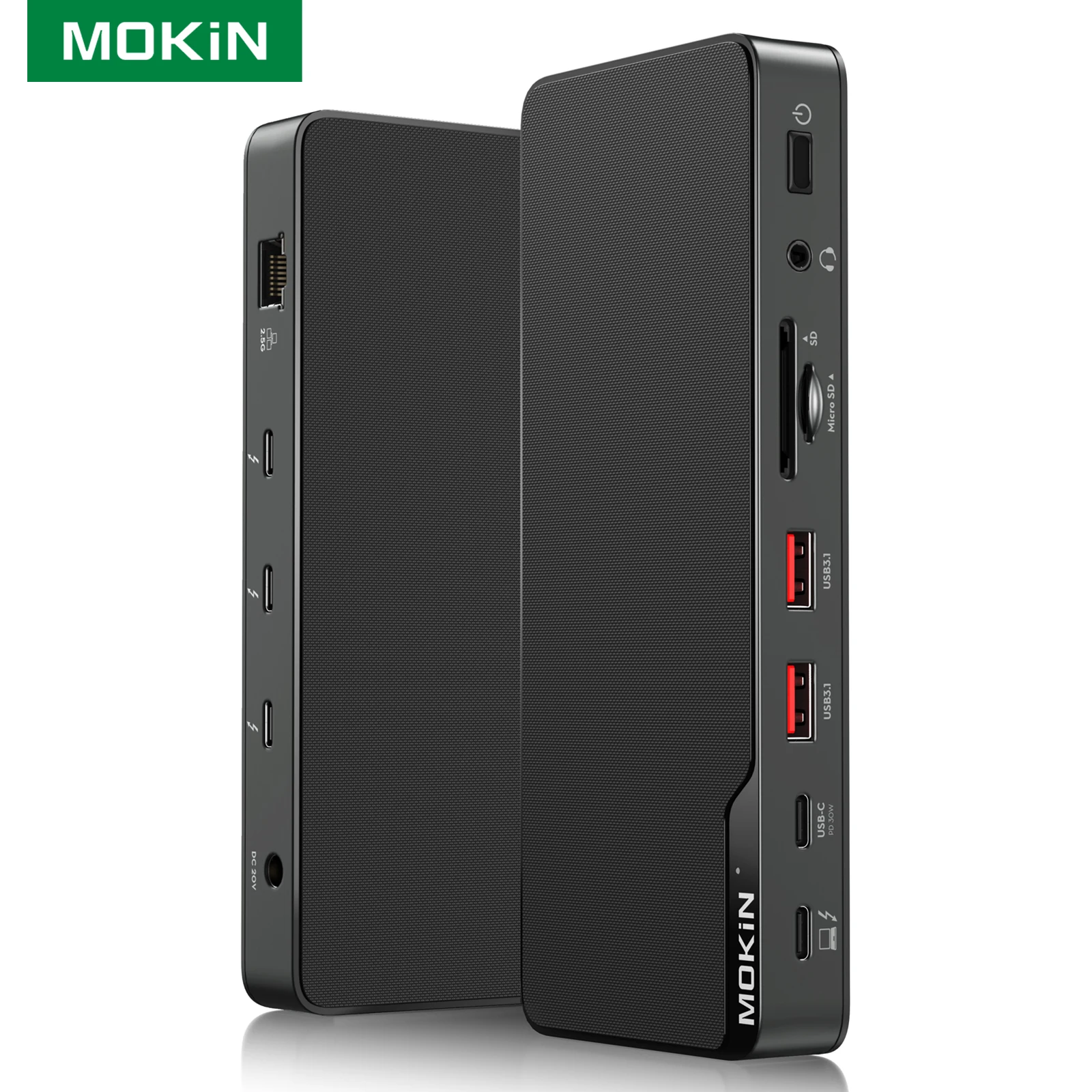 MOKiN Thunderbolt 4 40Gbps Docking Station USB HUB with USB 3.1, SD/MicroSD Card Reader, 2.5G RJ45, Dock for MacBook Pro Air PC