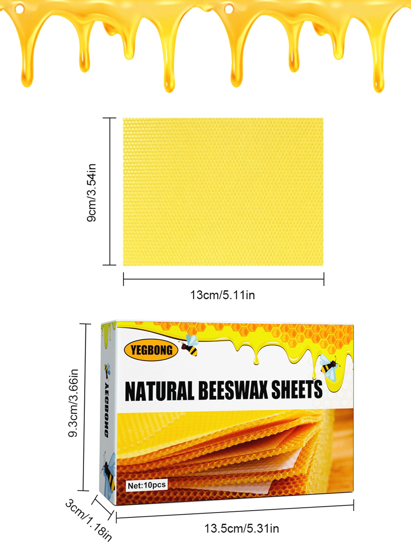 10Pcs Natural Honeycomb Bee Wax Sheets DIY Honey Candle Making Supplies Durable Beekeeping Foundation Sheets Tool