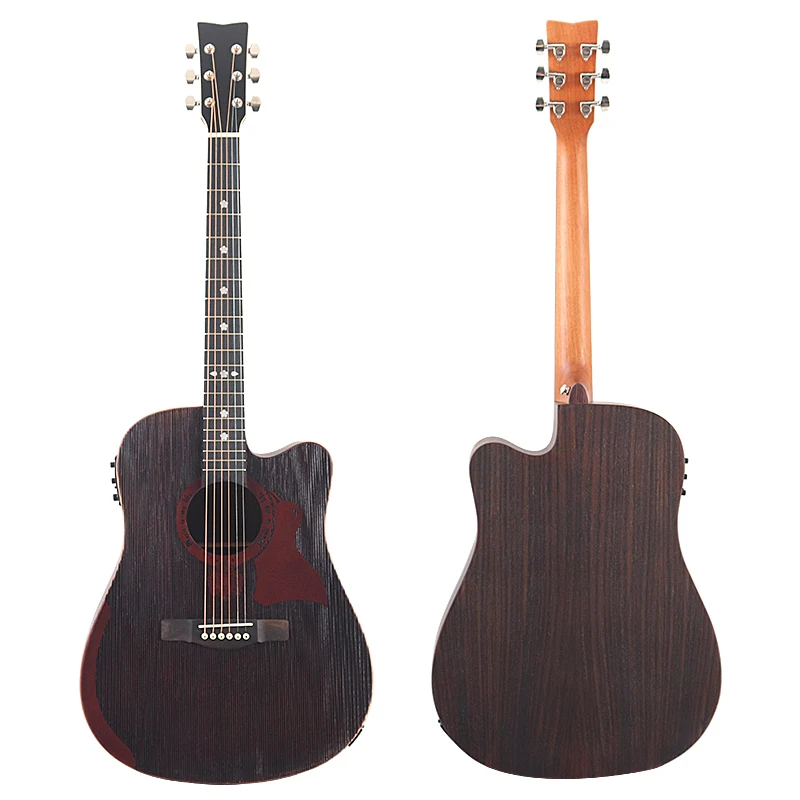 Solid Spruce Wood Top 41 Inch Electric Acoustic Guitars 6 Strings Guitar Folk Guitar Wood Guitar