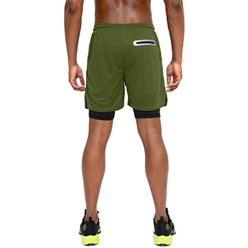 2023 Running Short Pants Men Sportswear Double-deck Shorts 2 In 1 Beach Bottoms Summer Gym Fitness Training Jogging Sport Shorts