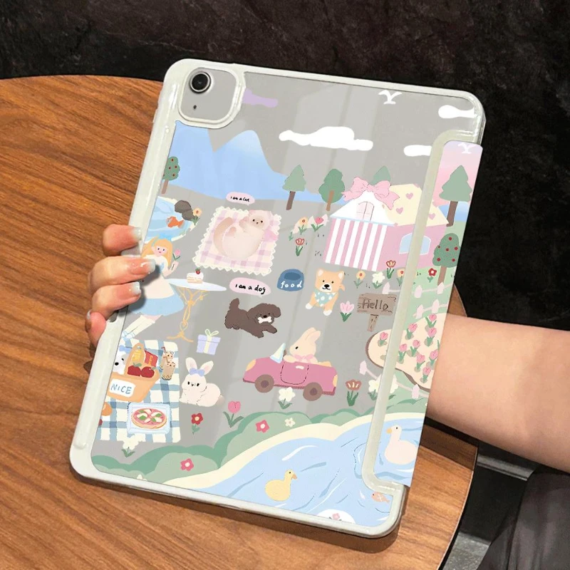 Puppy Bunny Camping Cover Funda for 10.9 10th Gen IPad Air 4 10.9 2020 Air 5 Ipad 2017 10.5 Inch Ipad Mini 6 2020 Pro 11 Shell