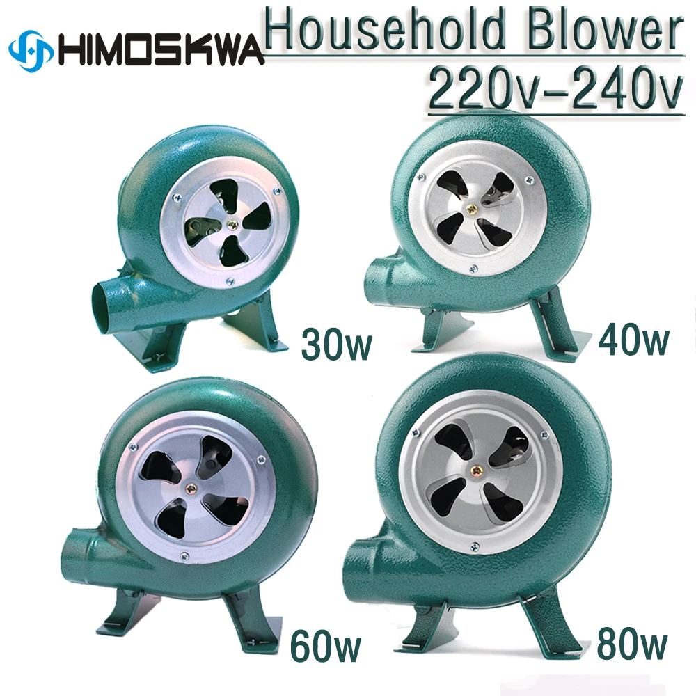 

220V~240V household blower Iron Barbecue blower Small centrifugal blower 30W 40W 60W 80W EU US Plug adapter Green for barbecue