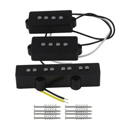 FLEOR 2PCS Alnico 5 PJ Jazz Bridge & PB Bass Pickup Set for 4-String Bass