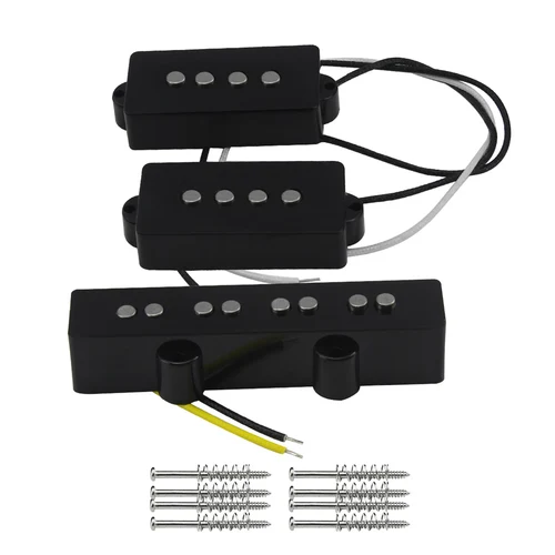FLEOR 2PCS Alnico 5 PJ Jazz Bridge y PB Bass Pickup Set para bajo de 4 cuerdas