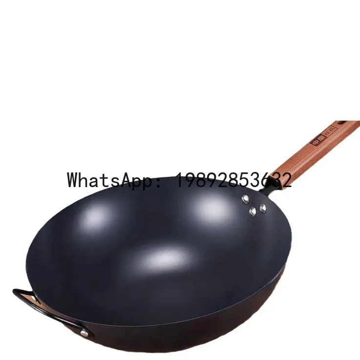

Uncoated iron wok, grade i non-stick, household stir-fry pan, refined iron wok, suitable for induction cookers and gas stoves