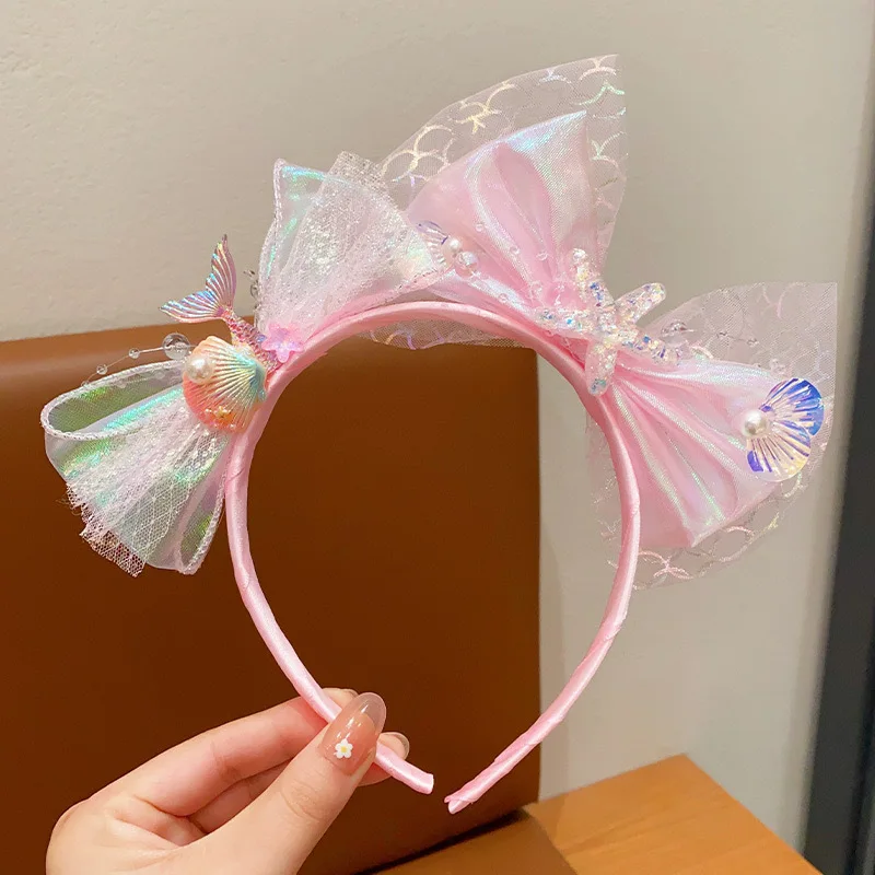 

2Pcs Mermaid Hair Bands Glitter Princess Style Hair Accessories for Little Outdoor Headband Set