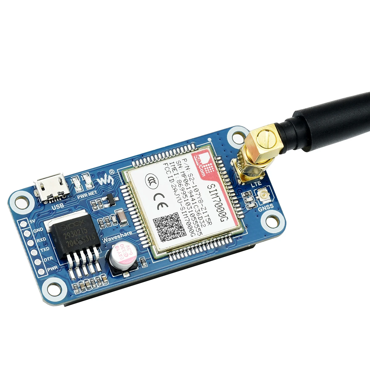 Шляпа Waveshare SIM7000G NB-IoT / Cat-M / EDGE / GPRS для Raspberry Pi GNSS Global Band Support