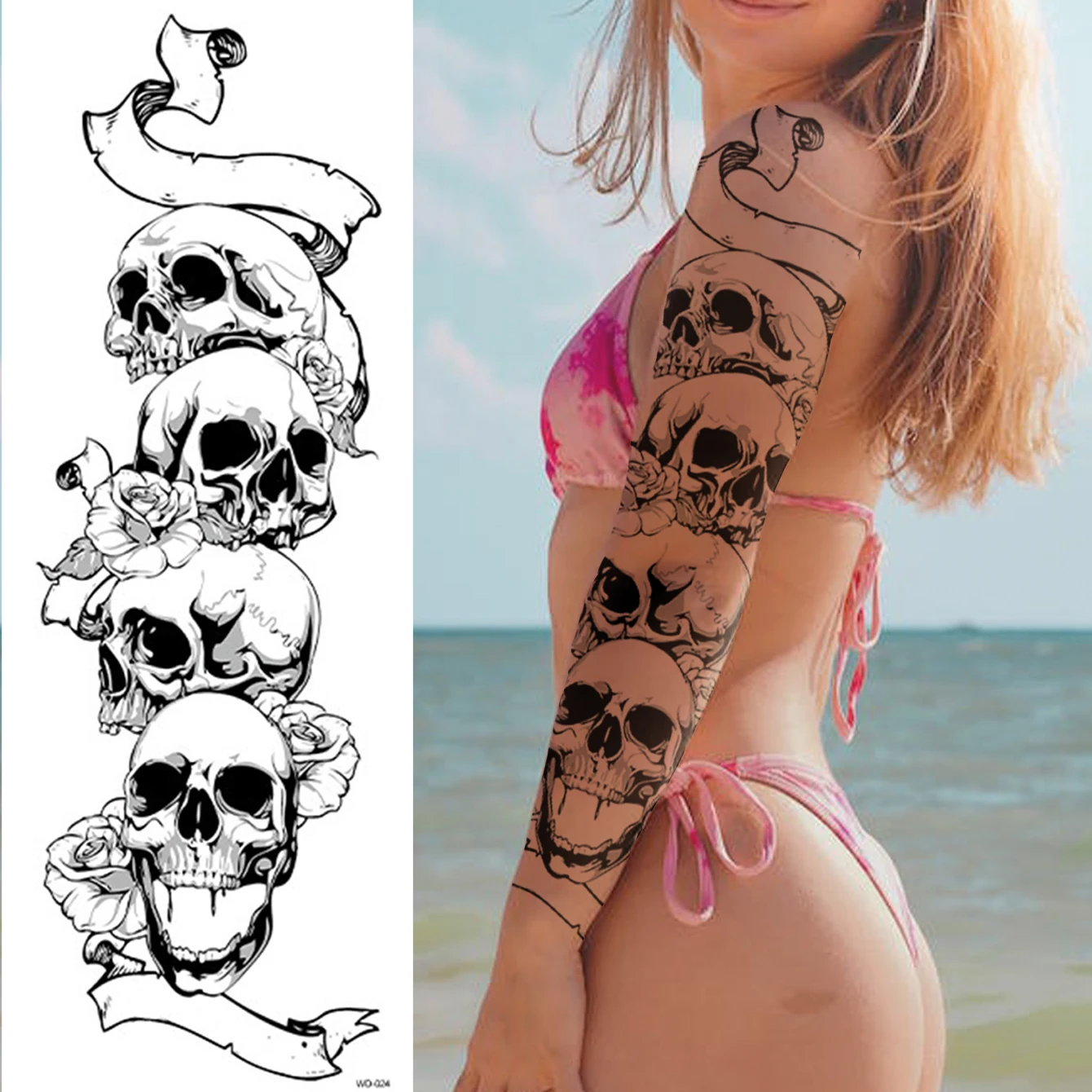 Waterproof Temporary Tattoo Sticker Snakes Skeletons Flowers Elegance Aggressiveness Fake Tatto Flash Tatoo for Women Men