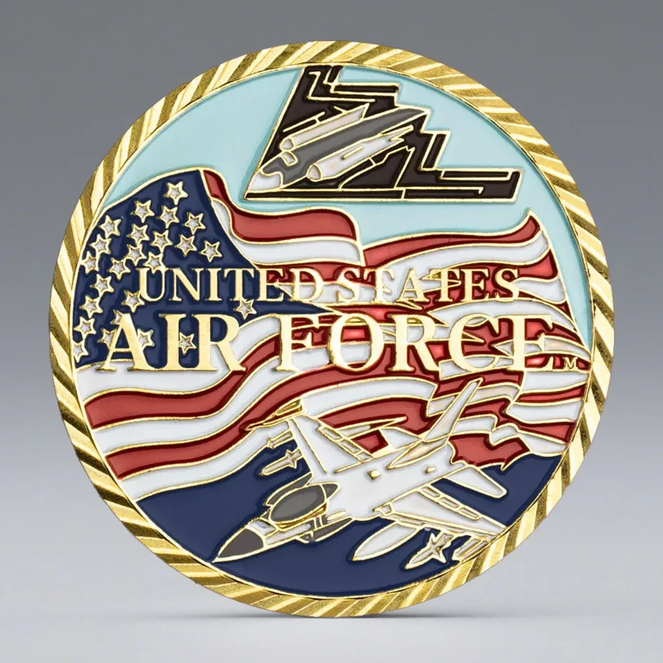 United States Air Force Fighter Gold-Plated Collectible Coins Helicopter Souvenir Coin