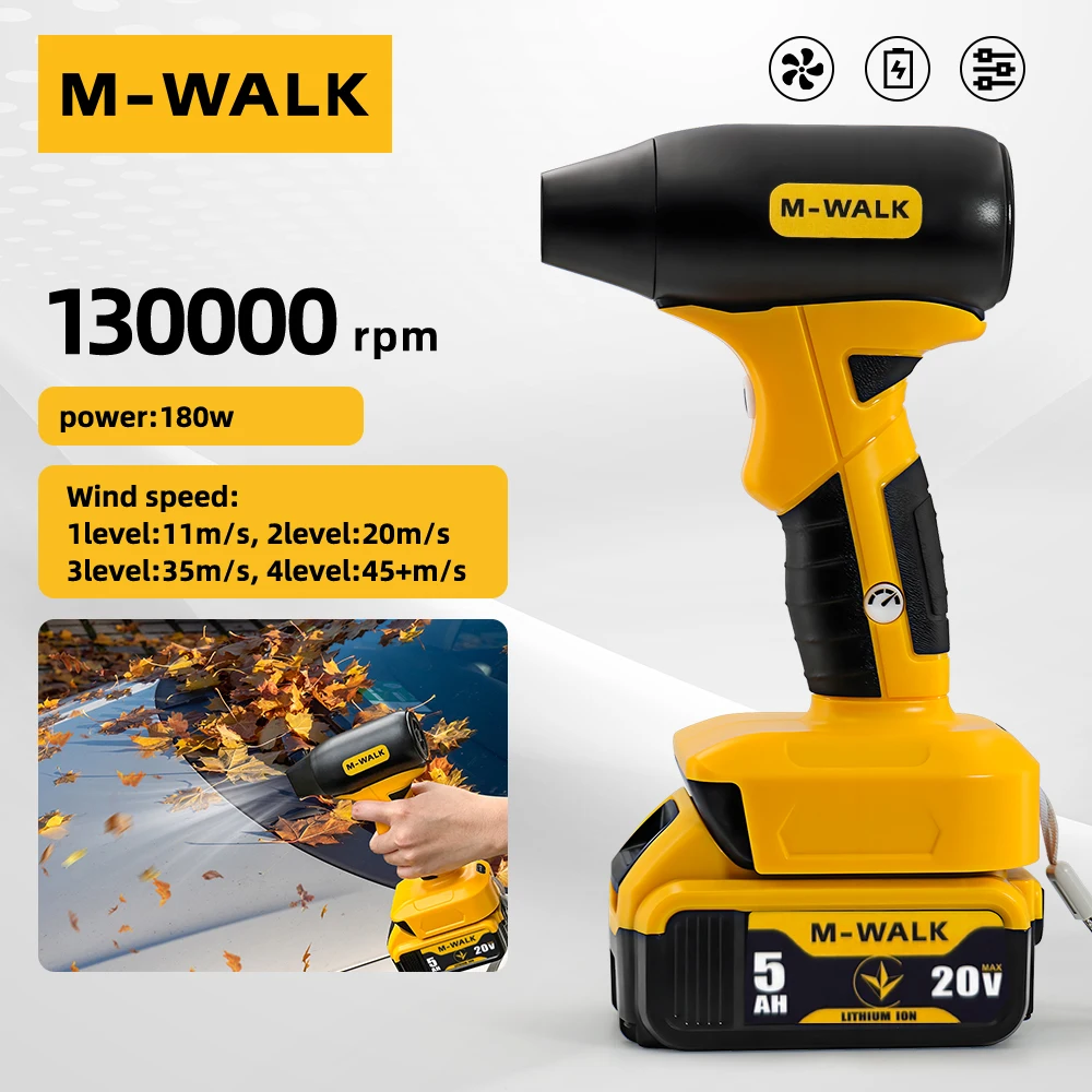منفاخ كهربائي M-WALK بسرعة 130 - مراجعة Cordless Leaf Blower Brushless 20V وسعره