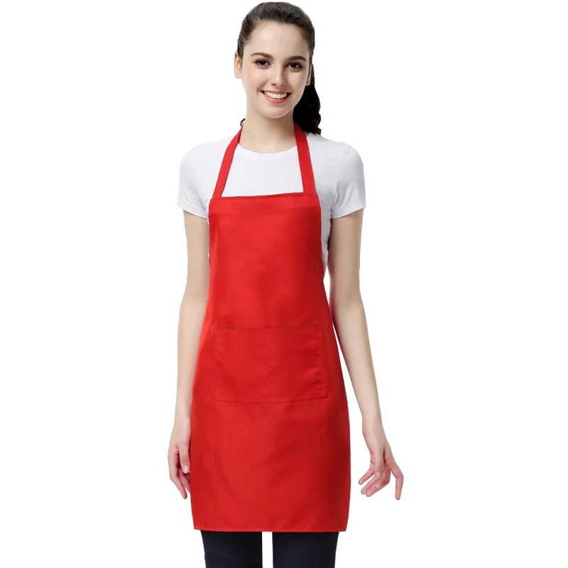 Unisex Restaurant Home Kitchen Cooking Craft Work Commercial Kit Pinafore With Pockets For Women Men Custom Logo Aprons