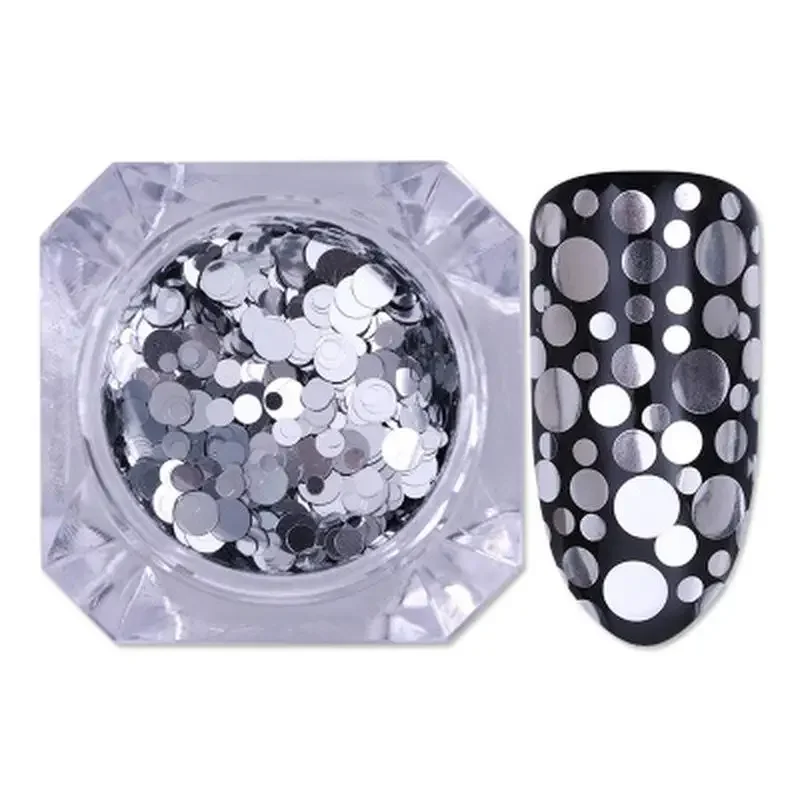 Mixed Size Nail Glitter Paillette Sequins Holographic Silver Flakies Colorful Round Rhombus