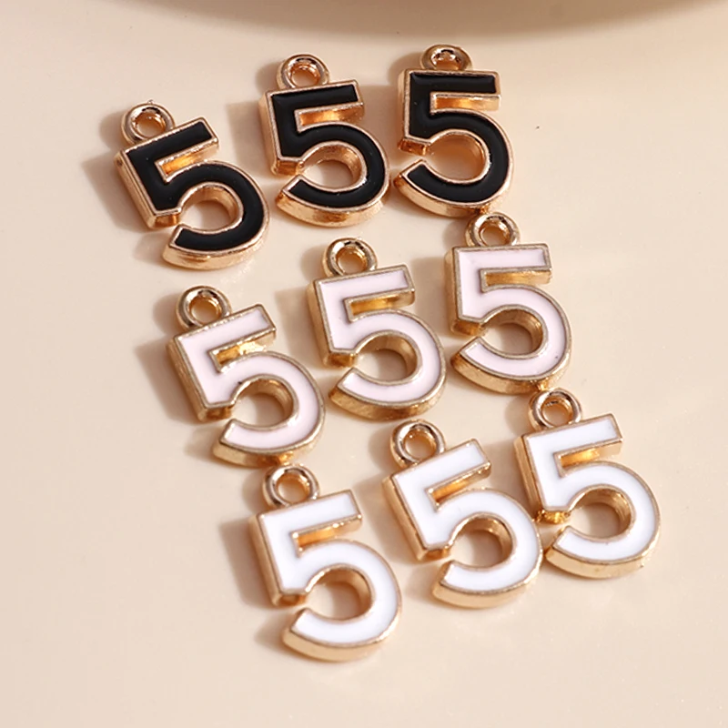 10pcs/lot 9*14mm Enamel Mini Number 5 Charms DIY for Necklaces Pendants Earrings Handmade Craft Jewelry Making Accessories