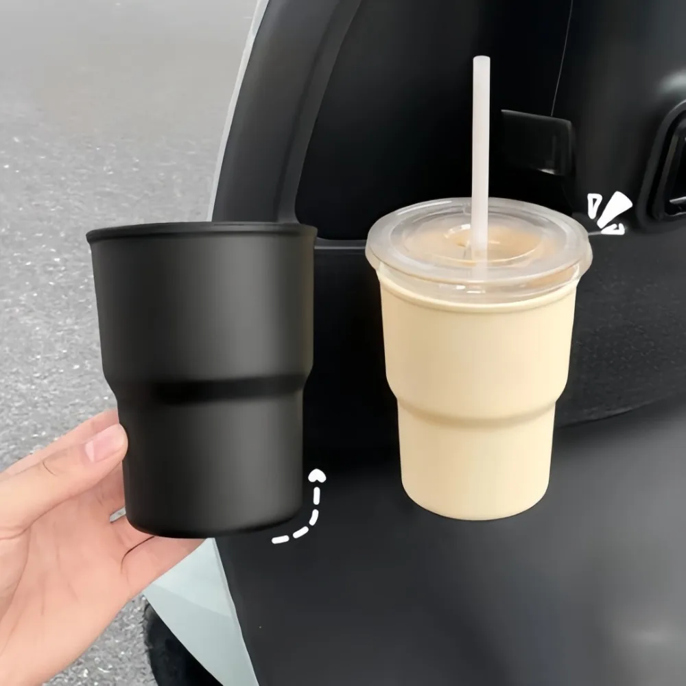 2-teiliger tragbarer Auto-Getränkehalter aus Kunststoff, Türseitenhalterung für Stifte, Milch, Tee, Becher, feste Halterung, Multi-Aufbewahrungsregal