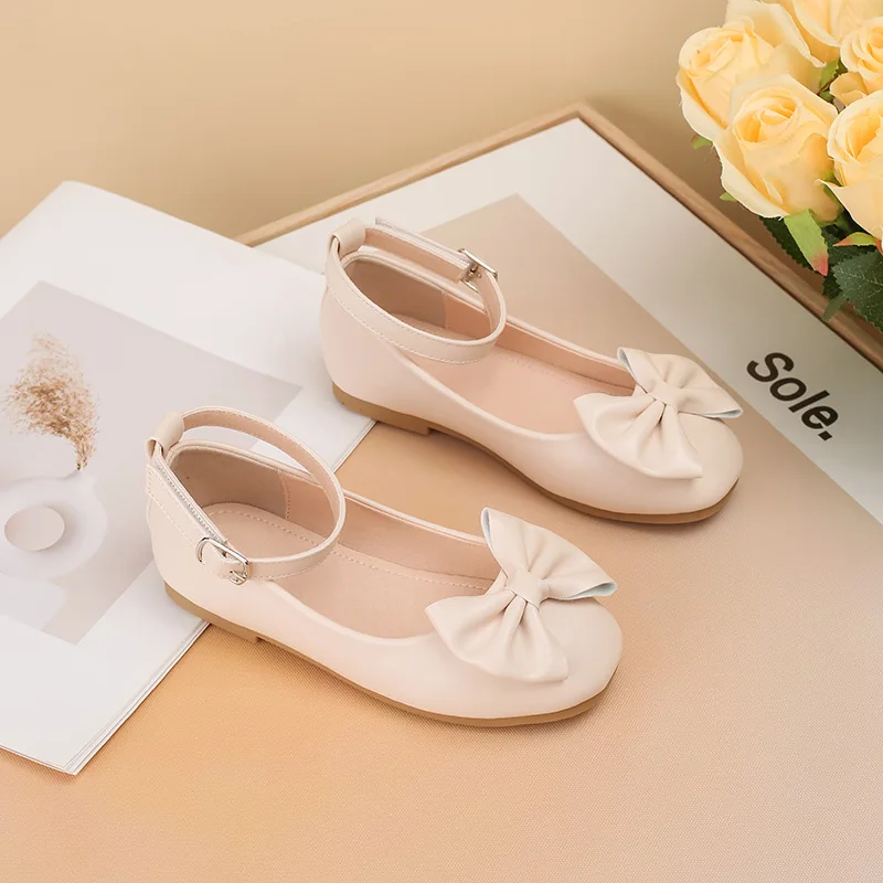 

Zapatos French Girls Bow Princess Shoes 2025 Autumn New Kids Performance Leather Shoe Simple Versatile Girl Mary Jane Shoes