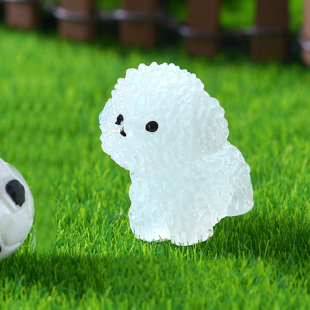 

20 Pcs Bichon Ornaments Dogs Animal Figurines Miniature Tiny Puppy Resin Office Luminous
