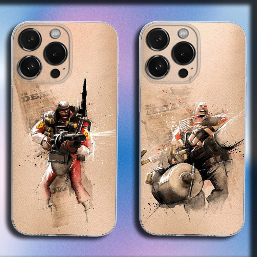 

Team F-Fortress 2 Game Phone Case For iPhone 16,15,14,13,12,11 Plus,Pro,Max,XR,XS,X,Plus,SE,Mini Transparent Soft Cover