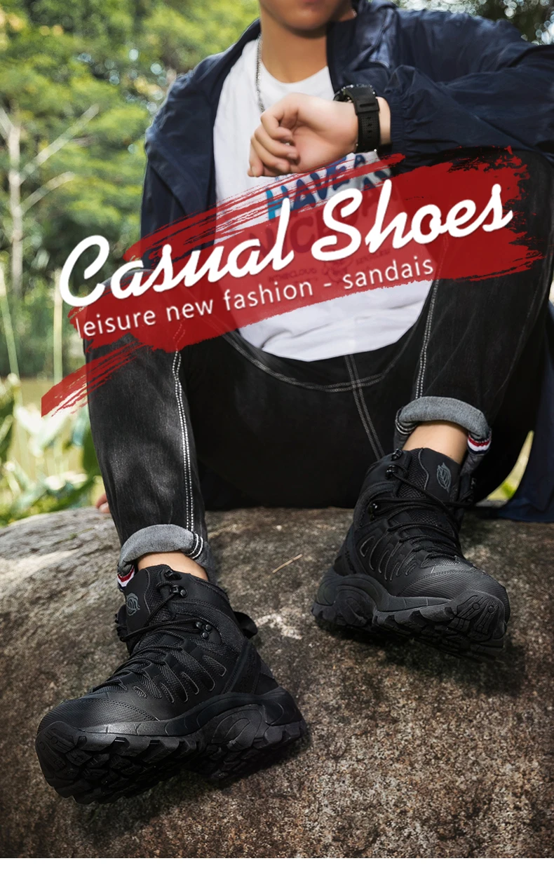 Taktische Herrenstiefel, wasserdichte Outdoor-Arbeits- und Jagdstiefel, ultraleichte, schnelltrocknende, rutschfeste Camping- und Armee-Stiefel mit Schnürung. – Detail 4