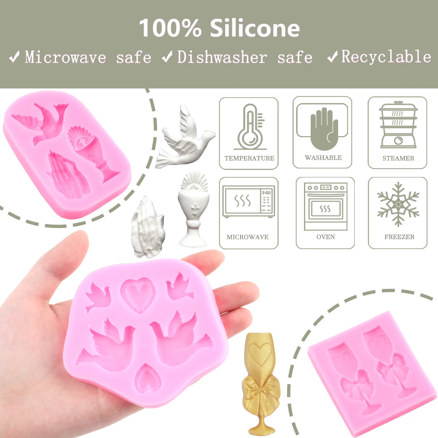 Communion Silicone Mold Wine Glass Goblet Fondant Molds Cake Decorating Tools Chocolate Gumpaste Mould Candy Resin Clay Moulds